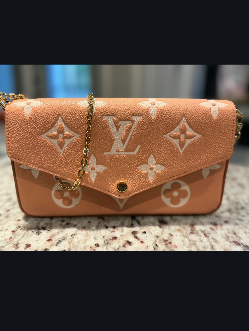 Louis Vuitton Coral Monogram Empreinte Felicie Canvas Bag Excellent Authentic